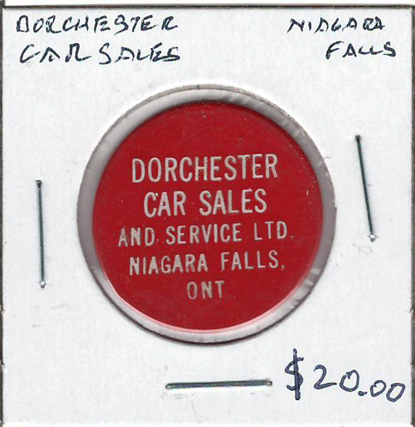 Niagara Falls, Ont. Dorchester Car Sales 5 Cent Token 2 London Coin Centre Inc.