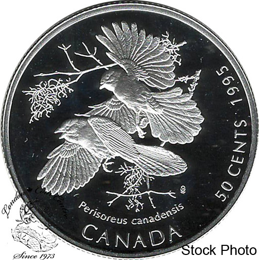 Canada 1995 50 Cents Birds of Canada, Gray Jays Silver Coin London