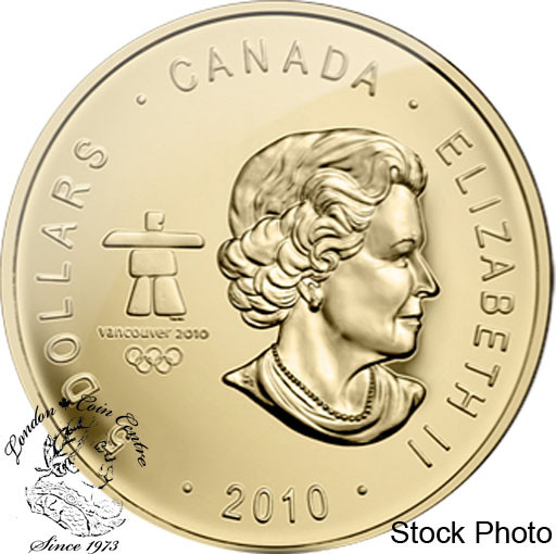 Canada: 2010 $5 Canadian Olympic Hockey Gold Plated 1 oz Silver