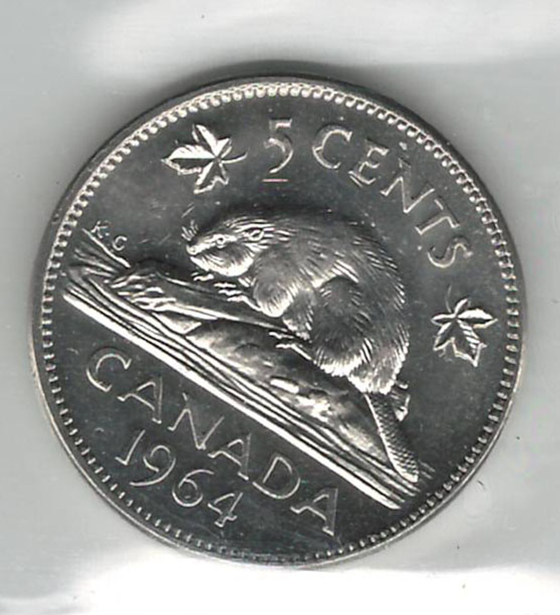 Canada 1964 5 Cent Extra Waterline ICCS MS64 London Coin Centre Inc.