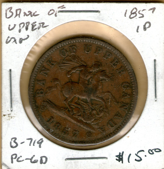 Bank of Upper Canada: 1857 Penny #5e