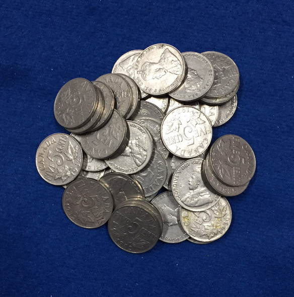 1944 VICTORY Roll of 40 circulated Nickels ~ Average circulated 