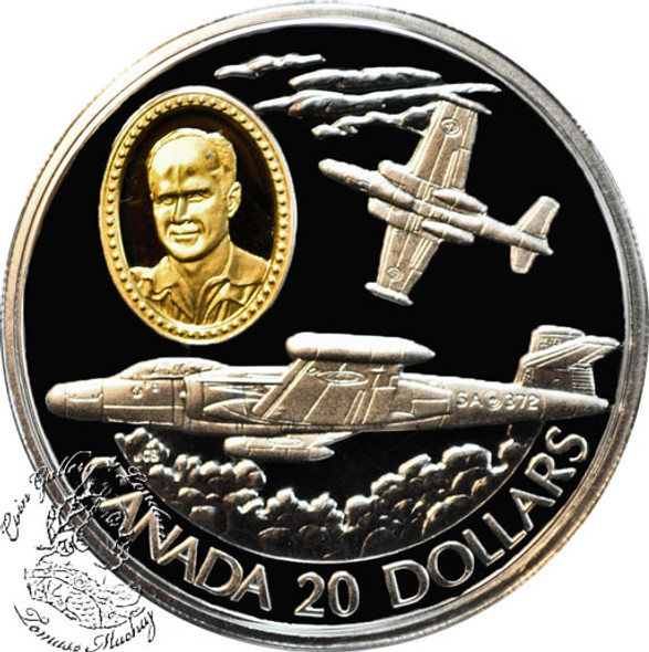 Canada: 1996 $20 Avro Canada CF-100 Canuck Aviation Coin 2-3