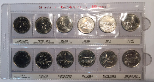 Canada: 1992 25 Cent 125 Year of Confederation Provinces Coin Set