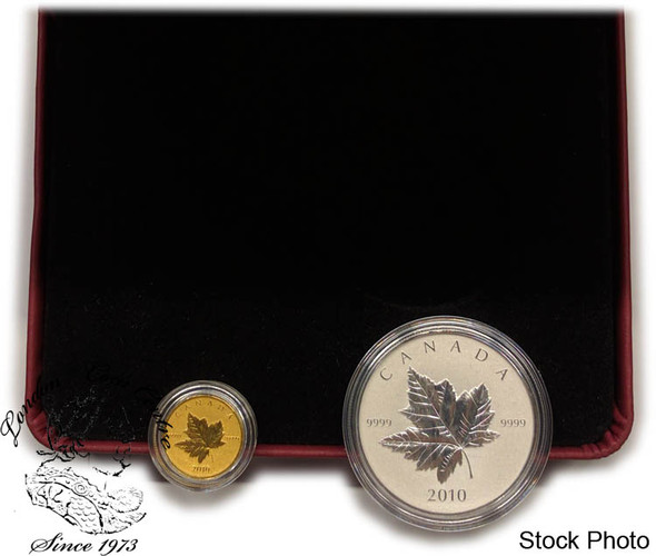 Canada: 2010 $10 $5 1/5 Oz. Gold and 1 Oz. Silver Piedfort Coin Set Canada: 2010 $10 $5 1/5 Oz. Gold and 1 Oz. Silver Piedfort Coin Set