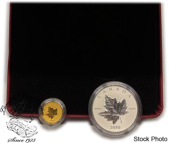 Canada: 2010 $10 $5 1/5 Oz. Gold and 1 Oz. Silver Piedfort Coin Set