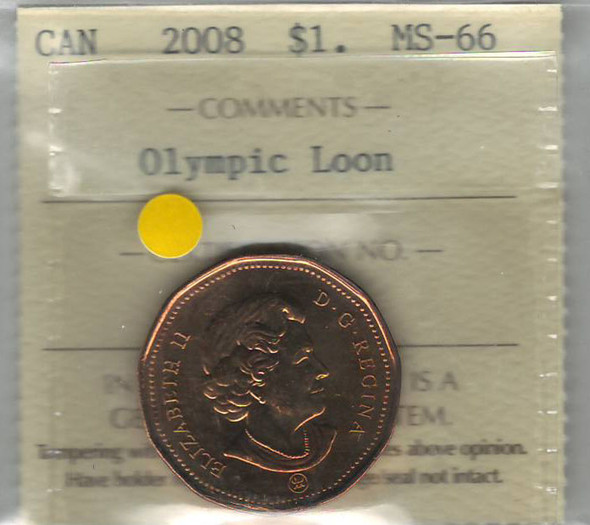 Canada: 2008 $1 Loonie Olympic Loon Dance ICCS MS66 Canada: 2008 $1 Loonie Olympic Loon Dance ICCS MS66