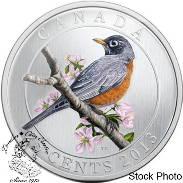 Canada: 2013 25 Cents American Robin Coloured Coin