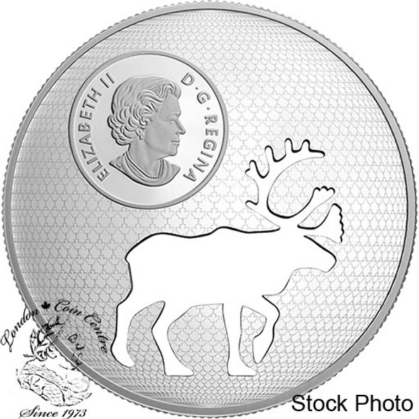Canada: 2017 $30 Endangered Animal Cutout Woodland Caribou Silver Coin