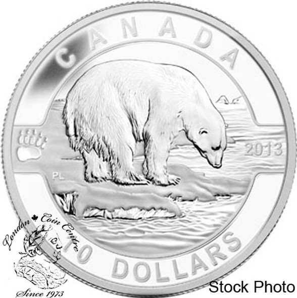 Canada: 2013 $10 The Polar Bear O Canada Series 1/2 oz Pure Silver Coin