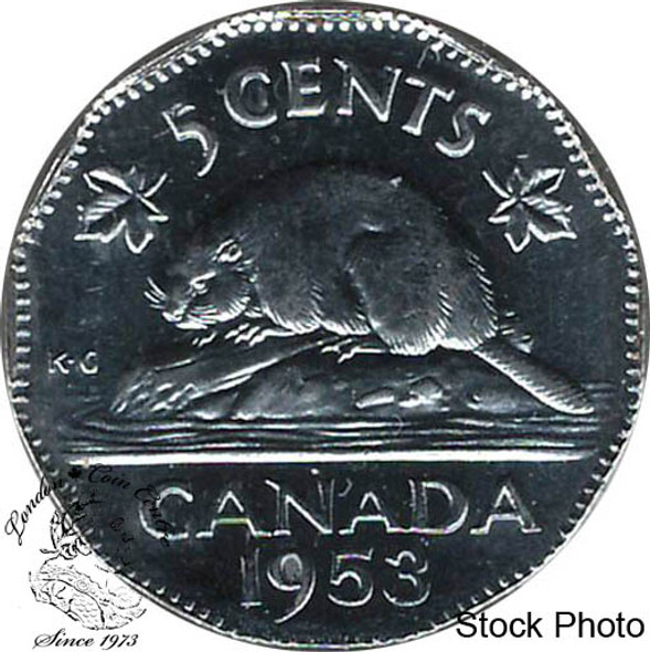 Canada: 1953 5 Cent NSF Far Leaf MS63