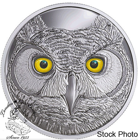 Canada: 2017 $15 In The Eyes Of The Great Horned Owl Glow In Dark Silver Coin