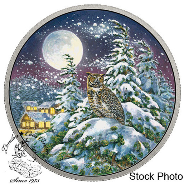 Canada: 2017 $30 Animals in the Moonlight: Great Horned Owl 2 oz. Pure Silver Glow In The Dark Coin