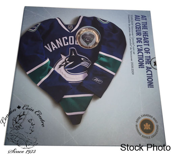 Canada: 2009 Vancouver Canucks NHL Coin Set With $1 Coloured Jersey Coin