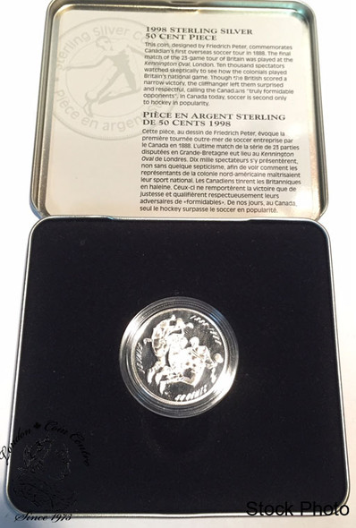 Canada: 1998 50 Cent First Overseas Canadian Soccer Tour Sterling Silver Coin