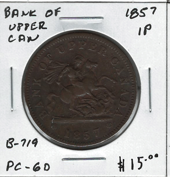 Bank of Upper Canada: 1857 1 Penny PC-6D #4