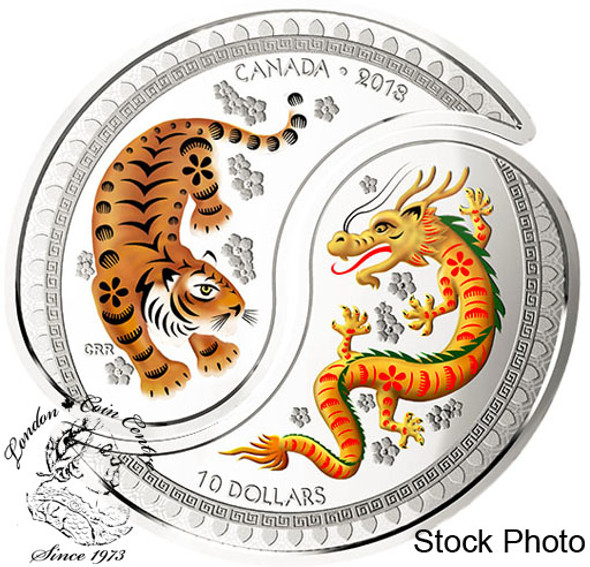 Canada: 2018 $10 Yin and Yang: Tiger and Dragon Silver Coin Canada: 2018 $10 Yin and Yang: Tiger and Dragon Silver Coin