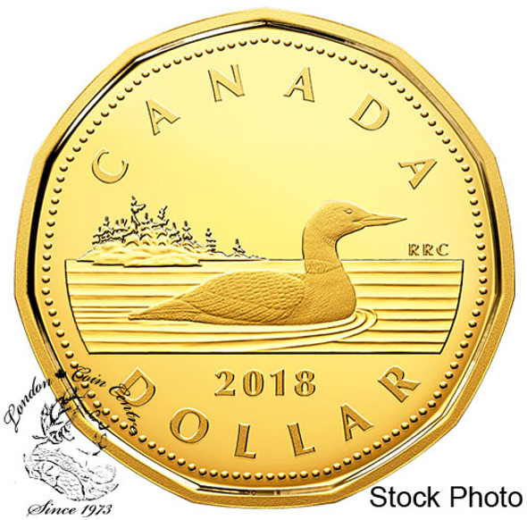 Canada: 2018 $1 Loonie Proof Pure Silver with Gold Plating Coin Canada: 2018 $1 Loonie Proof Pure Silver with Gold Plating Coin