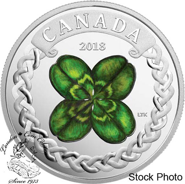 Canada: 2018 $20 Lucky Four Leaf Clover - 1 oz. Pure Silver Coloured Coin