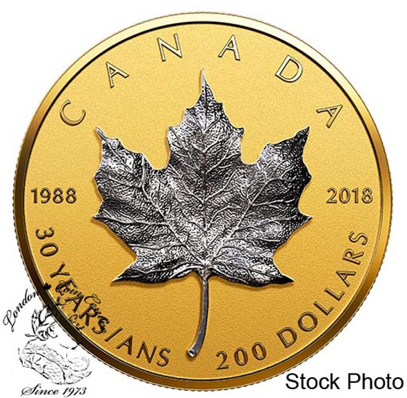 Canada: 2018 $200 30th Anniversary of the Silver Maple Leaf Pure Gold Coin Canada: 2018 $200 30th Anniversary of the Silver Maple Leaf Pure Gold Coin