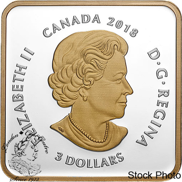 Canada: 2018 $3 Canadian Coasts: Pacific Sunset Pure Silver Gold-Plated Coin