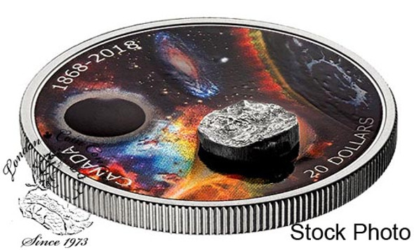 Canada: 2018 $20 150th Anniversary of the Royal Astronomical Society of Canada 1 oz Silver Coin with Meteorite Canada: 2018 $20 150th Anniversary of the Royal Astronomical Society of Canada 1 oz Silver Coin with Meteorite