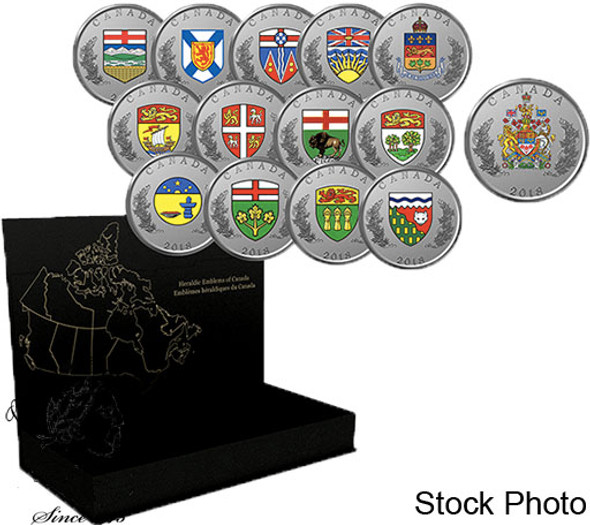 Canada: 2018 Heraldic Emblems of Canada - Pure Silver 14-Coin Set Canada: 2018 Heraldic Emblems of Canada - Pure Silver 14-Coin Set