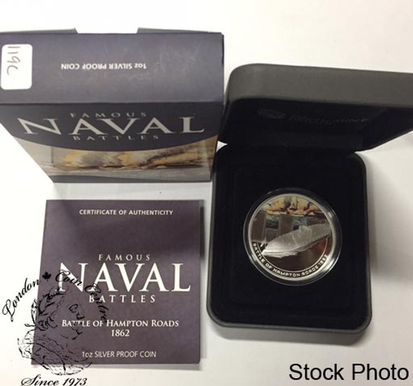 Cook Islands: 2012 $1 Famous Naval Battles: Hampton Roads Pure Silver Coin