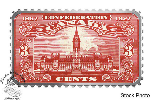 Canada: 2018 $20 Canada's Historical Stamps: Parliament Building 1927 Confederation 1 oz Pure Silver Coin Canada: 2018 $20 Canada's Historical Stamps: Parliament Building 1927 Confederation 1 oz Pure Silver Coin