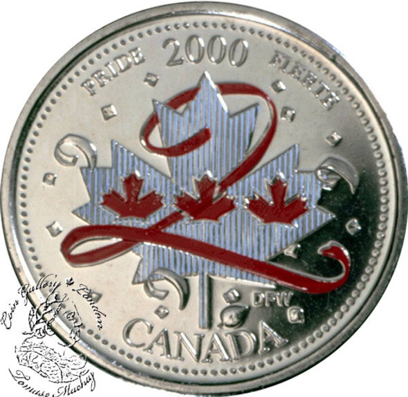 Canada: 2000 25 Cent Pride Coloured Coin in 2x2