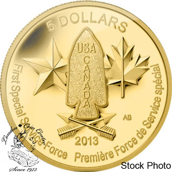 Canada: 2013 $5 Devil's Brigade Pure Gold Coin Canada: 2013 $5 Devil's Brigade Pure Gold Coin
