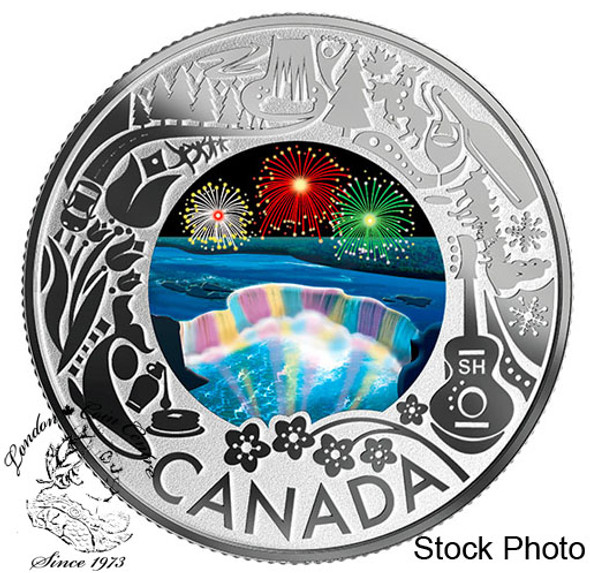 Canada: 2019 $3 Niagara Falls Winter Lights: Celebrating Canadian Fun and Festivities Pure Silver Coloured Coin