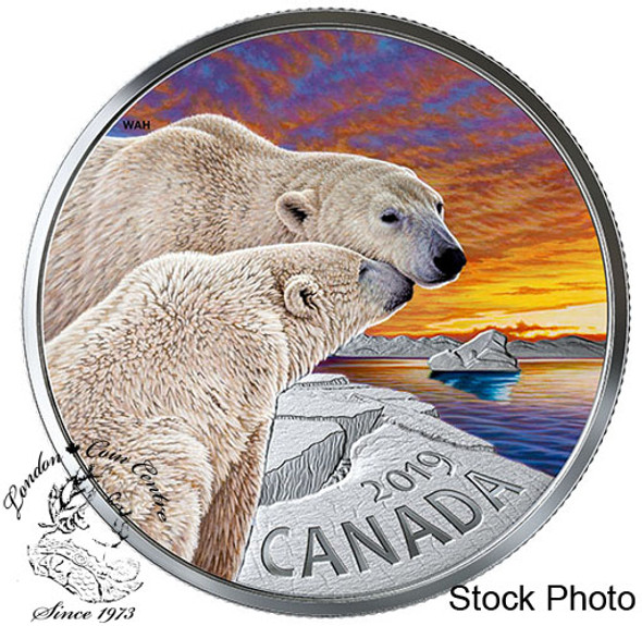 Canada: 2019 $20 The Polar Bear: Canadian Fauna 1 oz. Pure Silver Coloured Coin