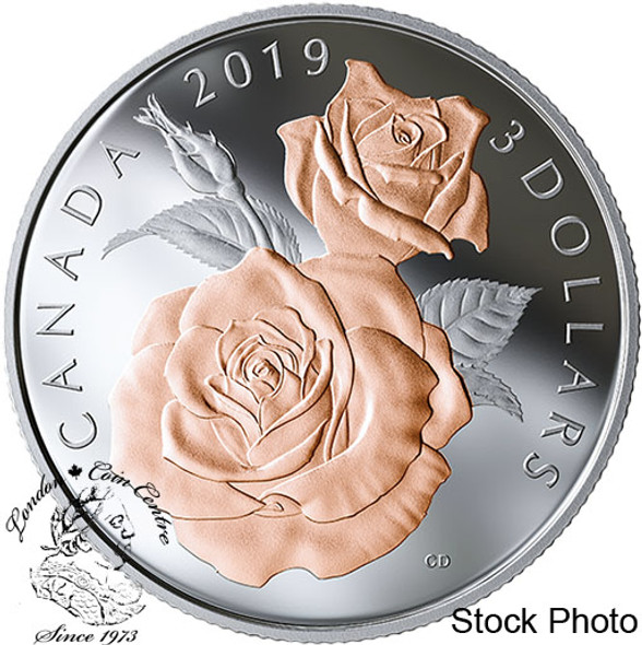 Canada: 2019 $3 Queen Elizabeth Rose Blossoms Fine Silver Coin