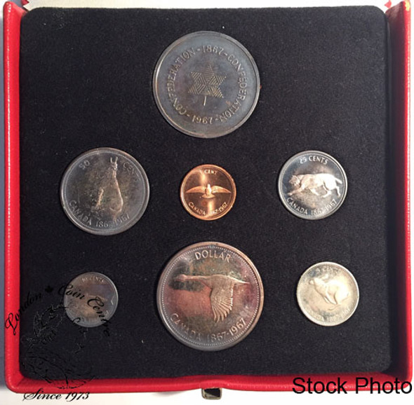 Canada: 1967 Specimen Coin Set with Medallion in Red RCM Display Case Canada: 1967 Specimen Coin Set with Medallion in Red RCM Display Case