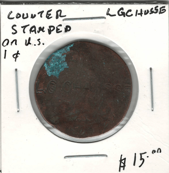 LG Chausse Counter-Stamped on United States 1 Cent Token