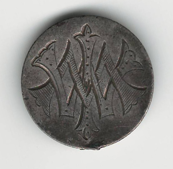 Love Token: "MWI" on Victorian Canadian 10 Cent Host Coin