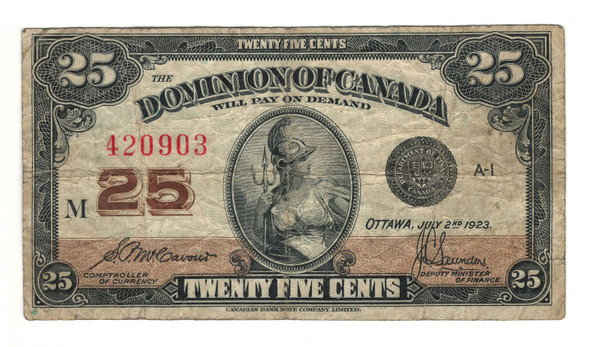 Canada: 1923 25 Cent Banknote Dominion of Canada DC-24c Lot#64