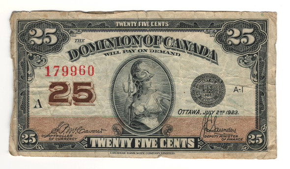 Canada: 1923 25 Cent Banknote Dominion of Canada DC-24c Lot#68