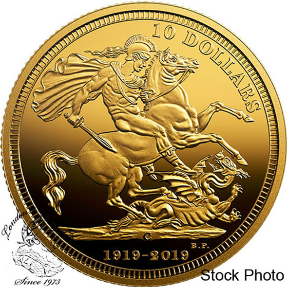 Canada: 2019 $10 The 1919 Sovereign: 100th Anniversary of the Last Issue 1/4 oz. Pure Gold Coin