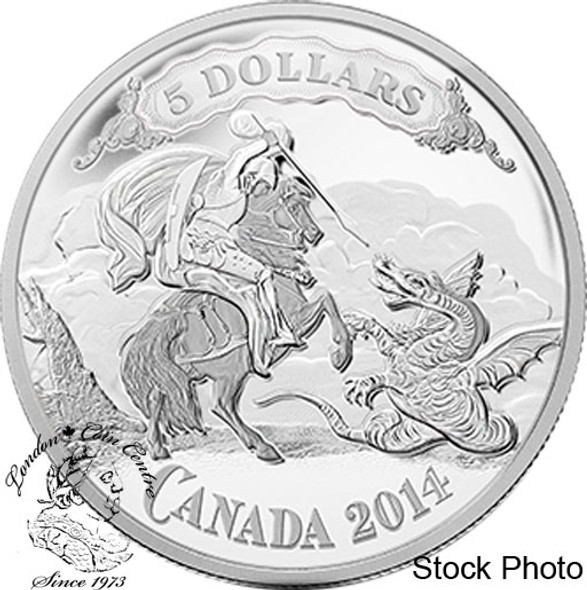 Canada: 2014 $5 Canadian Banknote Series: Saint George Slaying Dragon Silver Coin
