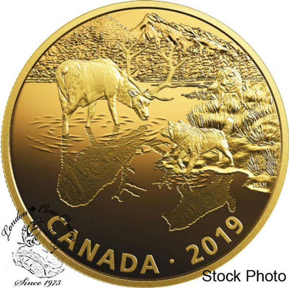 Canada: 2019 $30 Golden Reflections Predator and Prey: Wolves and Elk Fine Silver Coin Canada: 2019 $30 Golden Reflections Predator and Prey: Wolves and Elk Fine Silver Coin