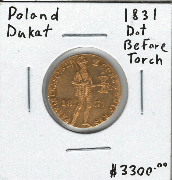 Poland: 1831 Gold Dukat Dot Before Torch