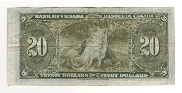 Canada: 1937 $20 Bank Of Canada Banknote BC-25c Lot#28