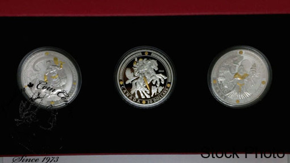 Canada: 2019 $20 Norse Gods: 1 oz. Pure Silver Gold-Plated 3 Coin Set