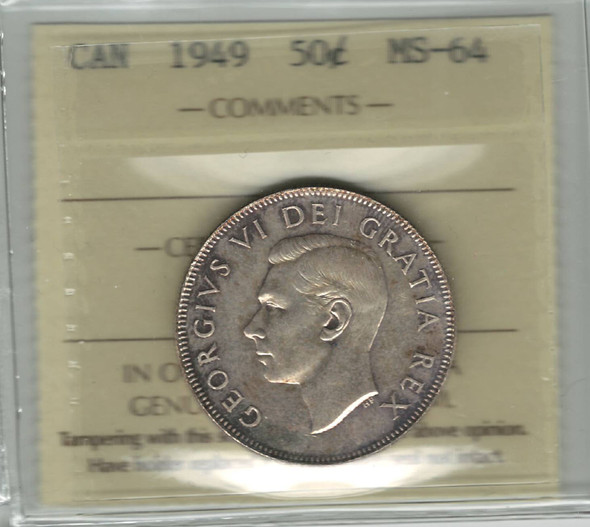 Canada: 1949 50 Cent ICCS MS64