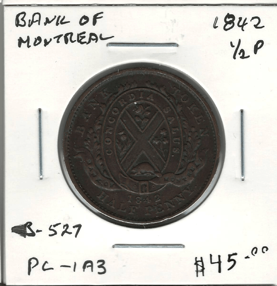 Bank of Montreal: 1842 Halfpenny PC-1A3 Lot#3