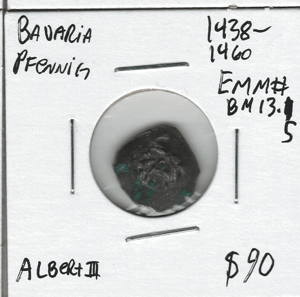 German States: Bavaria: 1438 - 1460 Pfennig Albert III