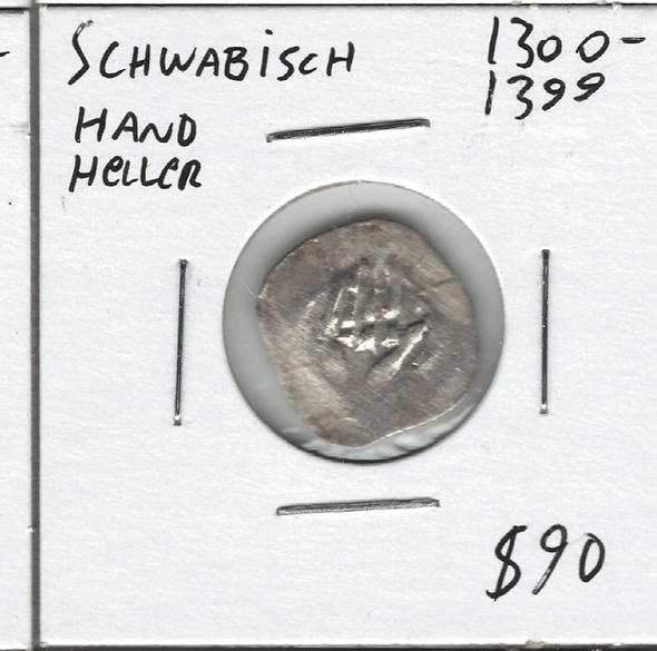 German States: Schwabisch: 1300 - 1399 Hand Heller Lot#16 German States: Schwabisch: 1300 - 1399 Hand Heller Lot#16