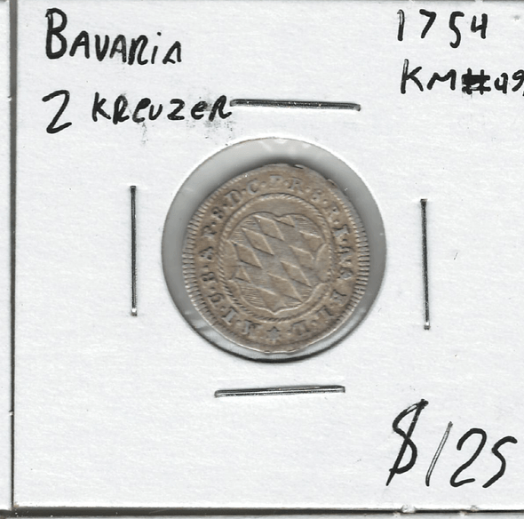 German States: Bavaria: 1754 2 Kreuzer